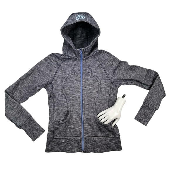 Lululemon Scuba Hoodie Grey with Deep‎ Indigo Size 4 - Picture 10 of 14